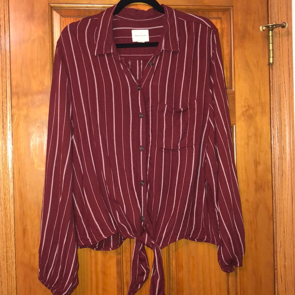American Eagle Tie Front Button Up Shirt